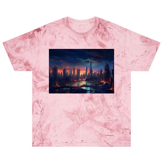 Chicago Post Apocalyptic Hues Cyberpunk Neon Blast T Shirts