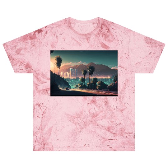 Colorful Hollywood Hills Vibrant Urban Landscape Blast T Shirts