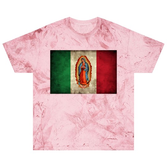 Our Lady Virgen De Guadalupe Mecan Flag Blast T Shirts