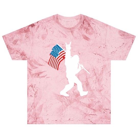 Bigfoot Rock And Roll Usa Flag For Sasquatch Blast T Shirts