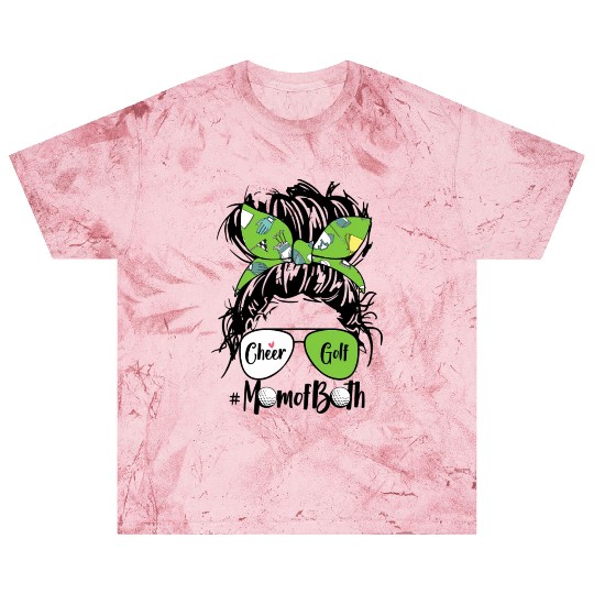 Cheer Golf Mom Of Both Messy Bun Hair Glasses Blast T Shirts