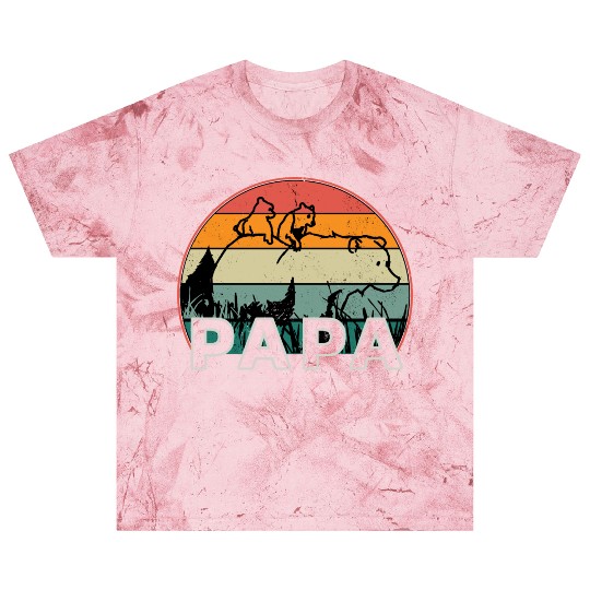 Papa Bear With Cubs Retro Grizzly Bear Forest Tree Blast T Shirts