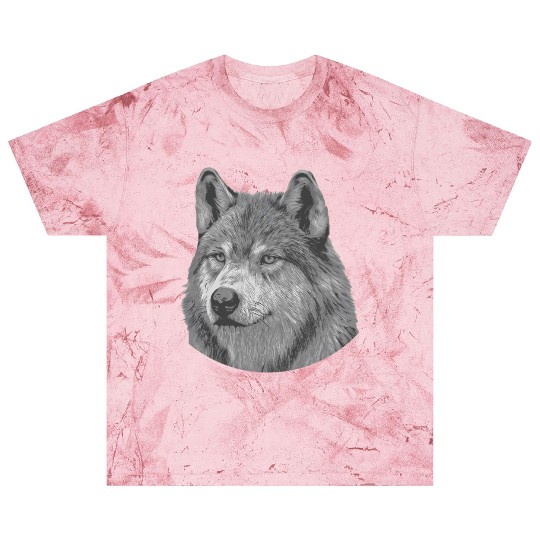 Realistic Black And White Male Wolf Portrait Wolf Blast T Shirts