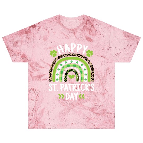 Happy St Patric Day Leopard Print Rainbow Blast T Shirts
