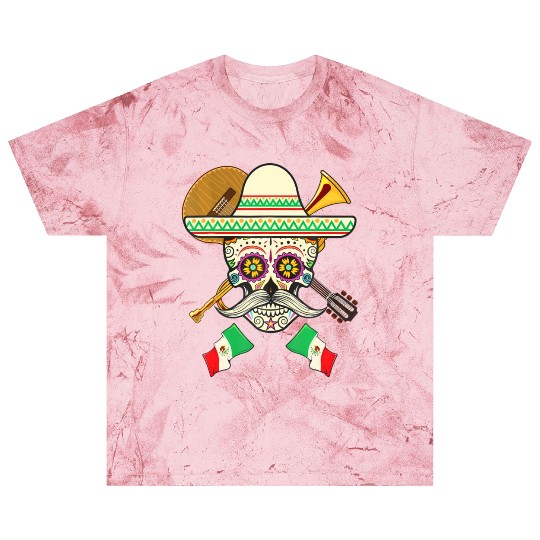 Sugar Skull Guitar & Sombrero Mexican Fiesta Blast T Shirts