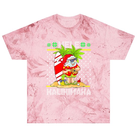 Mele Kalikimaka Santa Claus Surfer Guitar Blast T Shirts