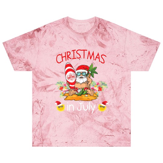 Christmas In July Funny Santa Surfing Summer Blast T Shirts