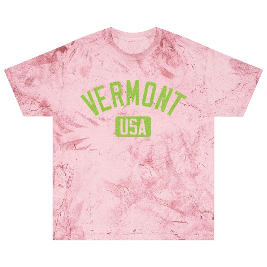Vermont Usa Arched Text Distressed Lime Green Prin Blast T Shirts