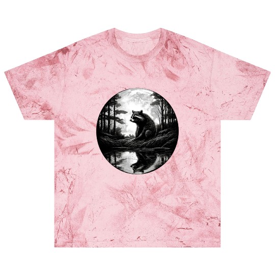 Raccoon Moon Forest Artwork Animal Art Raccoon Blast T Shirts