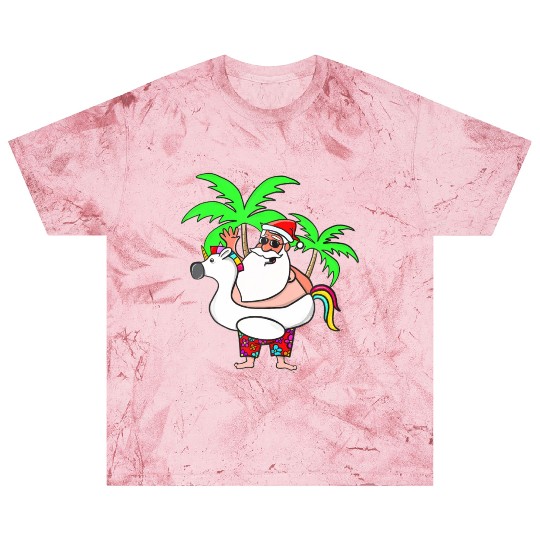 Christmas In July Santa on Vacation Unicorn Pool Blast T Shirts