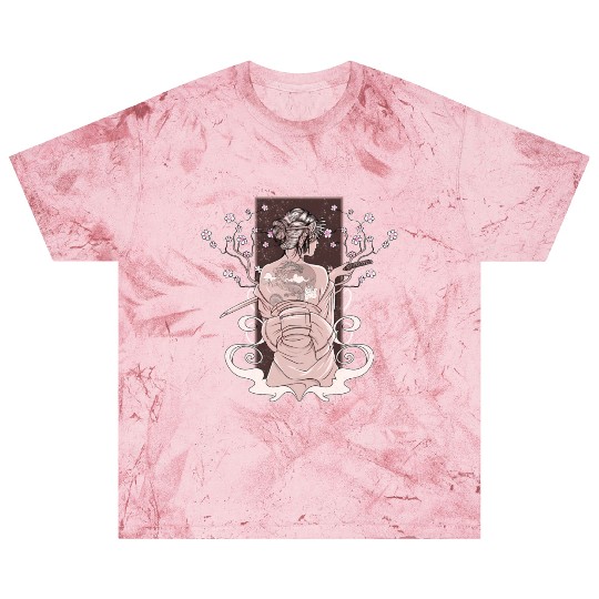 Vintage Japanese Katana Wo Kimono Cherry Blossoms Blast T Shirts