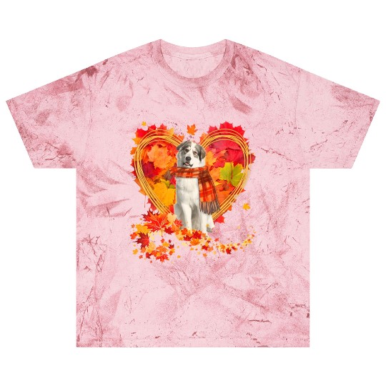 Great Pyrenees With Heart Made Of Autumn Leaves Blast T Shirts