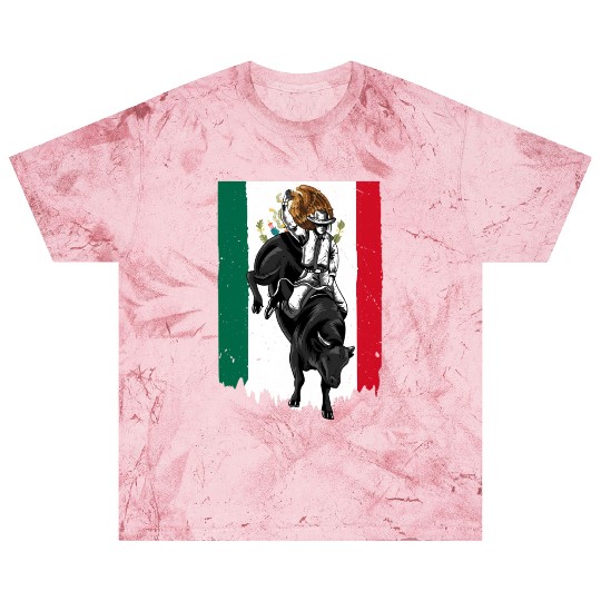 Distressed Rodeo Bull Rider Mexican Flag Cowboys H Blast T Shirts