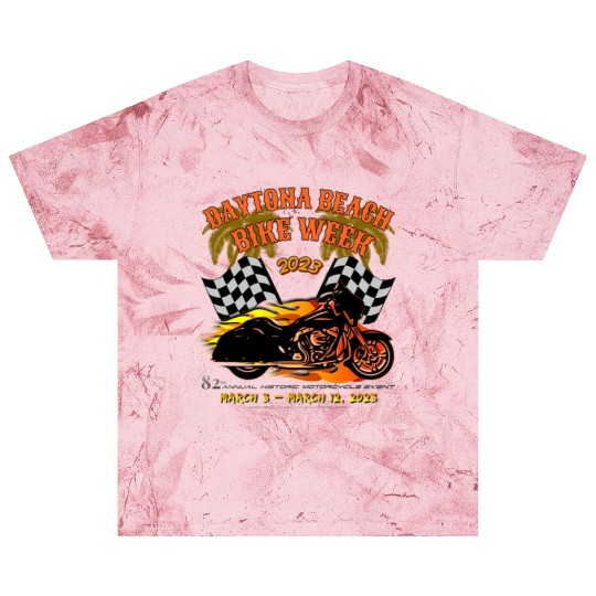 Daytona Beach Bike Week 2023 Checkered Flag Front Blast T Shirts