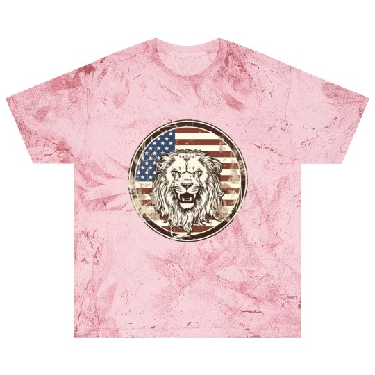 Lion and american Flag Blast T Shirts