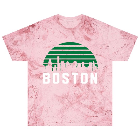 Boston Massachusetts Cityscape Green Blast T Shirts