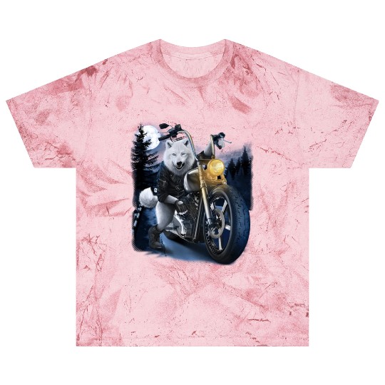Wolf Riding Chopper Motorcycle In Full Moon Blast T Shirts