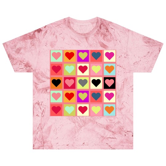 Colorful Retro Vintage Checkered Heart Y2K Pattern Blast T Shirts
