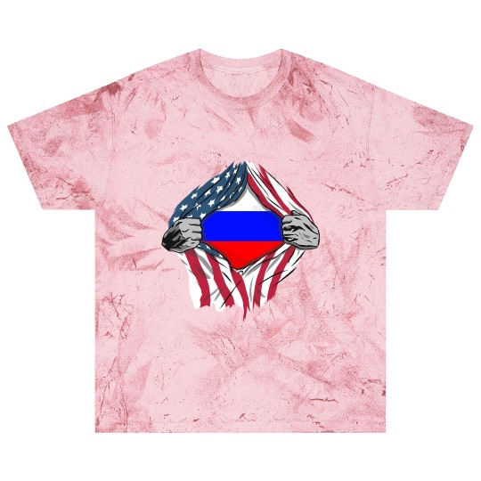 Russian American Blood Inside Me Country Flags Blast T Shirts