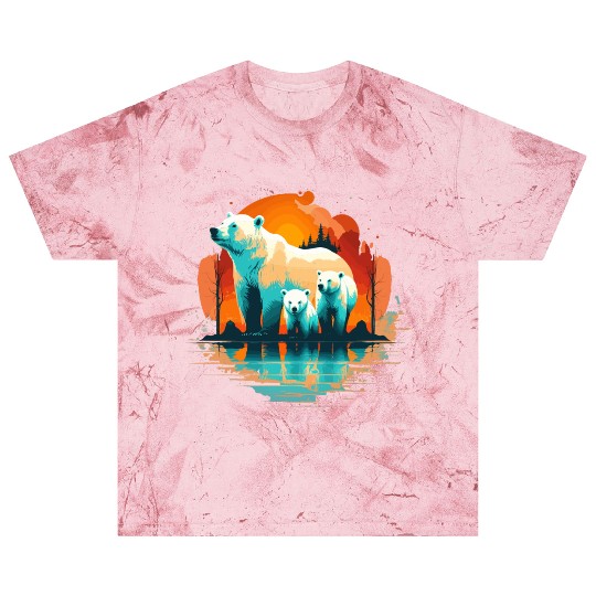 Polar Bear with cubs, Snow Spectrum Blast T Shirts