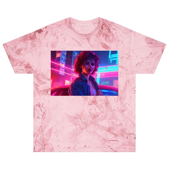Synthwave Girl - Anime Portrait in Neon Colors Blast T Shirts