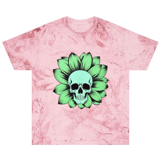 Green Toxic Sunflower Skull Vintage Style Blast T Shirts