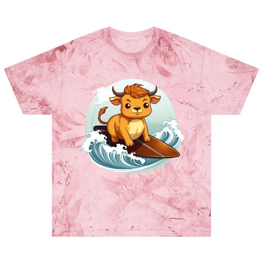 Surfing Cow on Surfboard, Adventurous Animal Blast T Shirts
