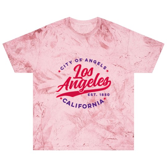 Los Angeles City Of Angels California Red Text Blast T Shirts