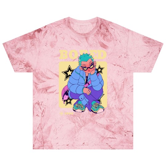 Black Cream Blue Y2K Anime Illustrated Bored Blast T Shirts