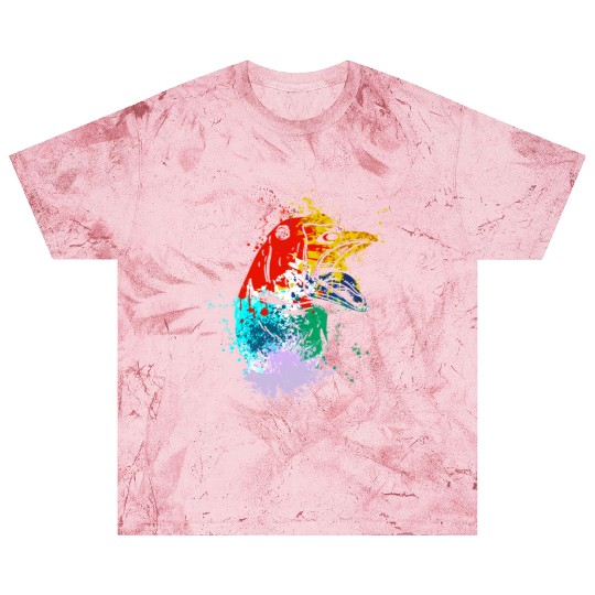 Colorful Splash Art Farm animals goose head Blast T Shirts