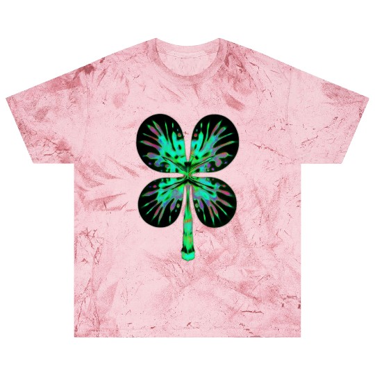 Psychedelic Shamrock Four Leaf Clover Blast T Shirts