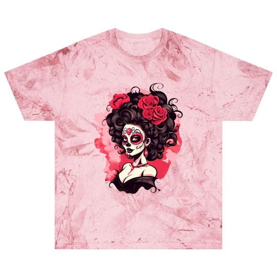 Dia de los muertos woman sugar skull with flowers Blast T Shirts