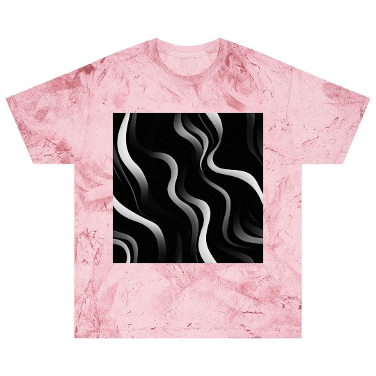 Monochrome Elegance: White Abstract Lines on Black Blast T Shirts