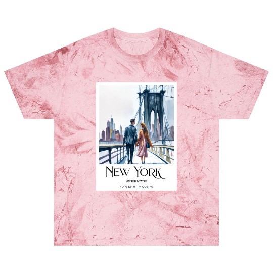 Watercolor painting loving couple in New York City Blast T Shirts