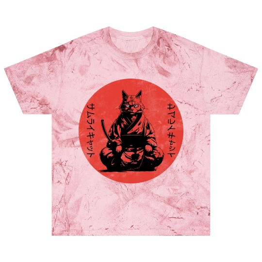 Wise Calm Vintage Retro Japanese Kitty Samurai Cat Blast T Shirts