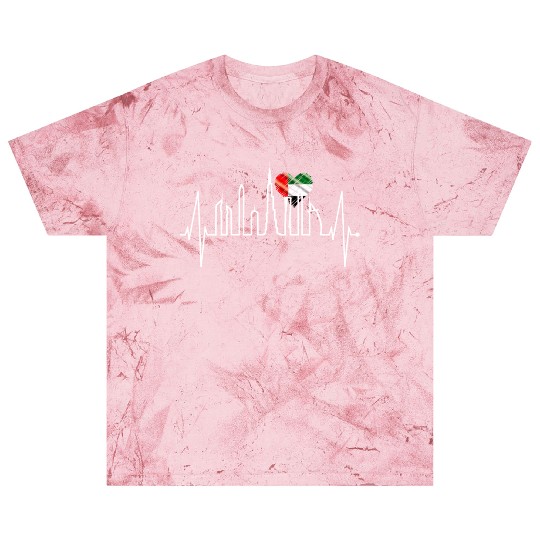 Dubai Skyline Heartbeat Burj Khalifa Love UAE Flag Blast T Shirts