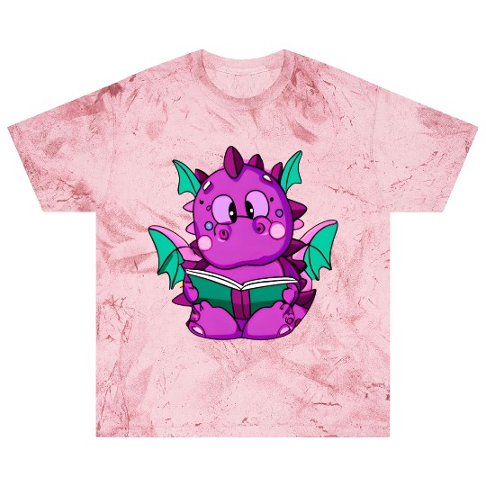 Purple Dragon Reading A Book - Derpy and Cute Blast T Shirts