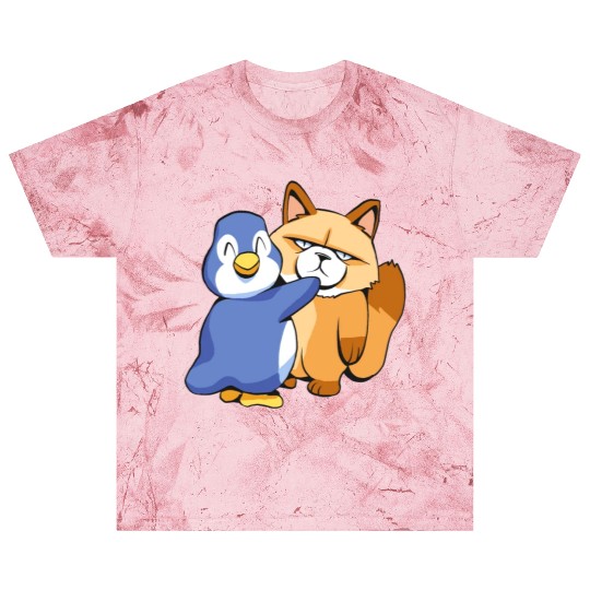 Angry Cat and a Penguin Animals Lover Funny Design Blast T Shirts