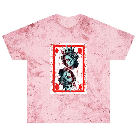 Queen of Diamonds Gothic Card Game Creepy Blast T Shirts