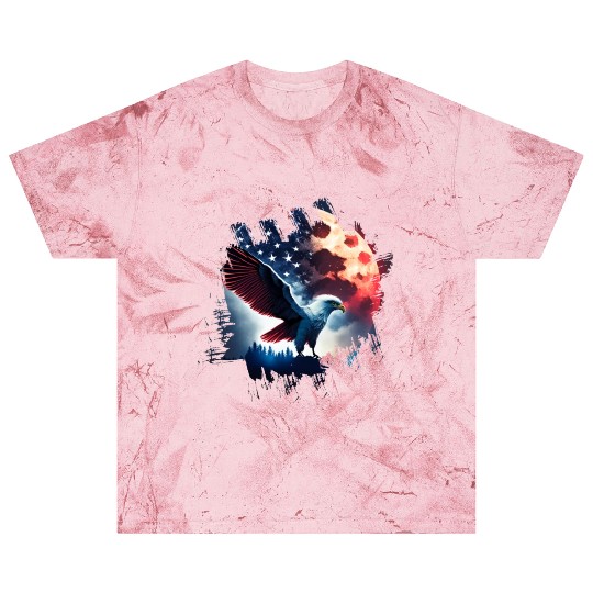 America eagle under Moon with American Flag Blast T Shirts