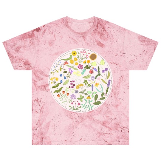 Colorful Wildflower Circle on Pink Blast T Shirts