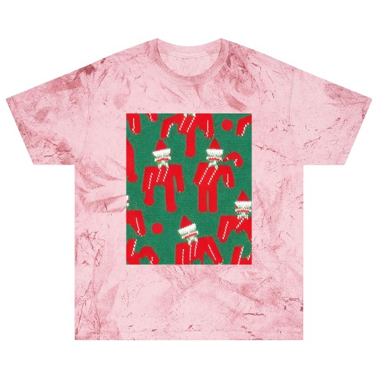 Ugly Red Santa Claus Candy Cane Pattern Blast T Shirts