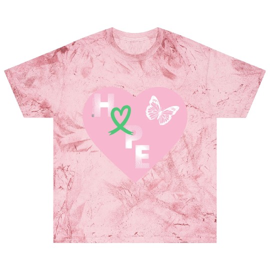 Liver Cancer Hope & Butterfly Heart Pink/Wht/Green Blast T Shirts