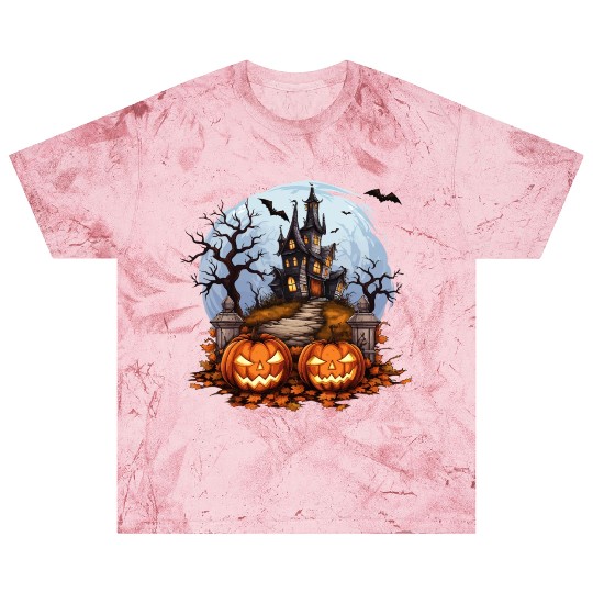 Spooky Haunted House Halloween Pumpkin Bat Blast T Shirts