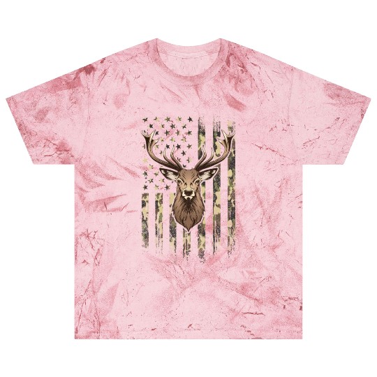 Deer Whitetail Buck American Camo Us Flag Deer Blast T Shirts