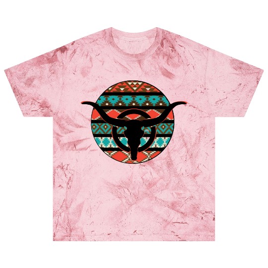 Retro Cow Skull Blast T Shirts