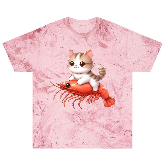 Cat rides on shrimp Blast T Shirts