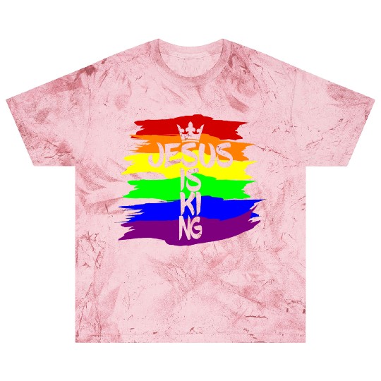 Queer Jesus is King Cross Crown Rainbow Colors Blast T Shirts