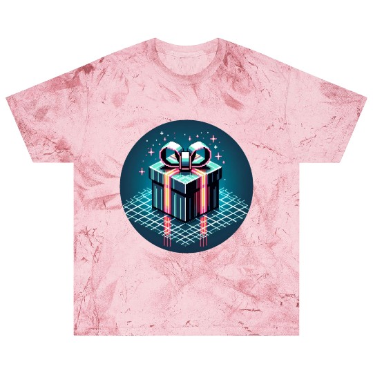 Cyberpunk Pixel Art Gift Box - Neon Ribbons Blast T Shirts