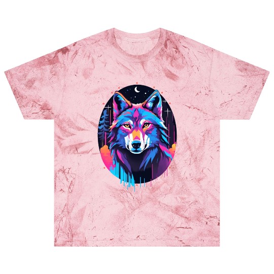 Eerie Blacklight Wolf Blast T Shirts - Neon Colors